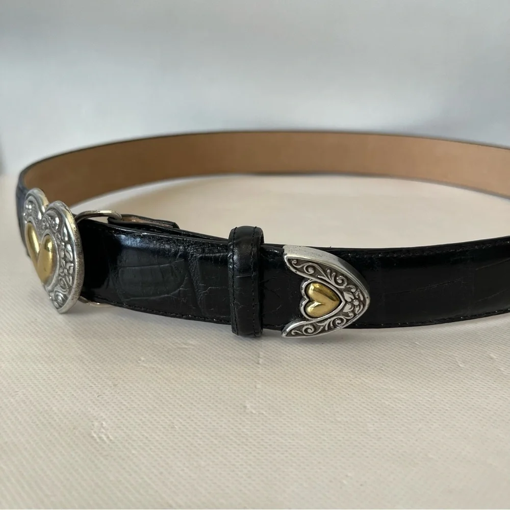 Vintage Brighton Heart Black Leather Belt